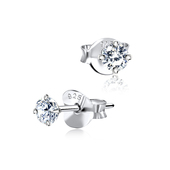 Round Shaped CZ Earring Silver ECS-01-3